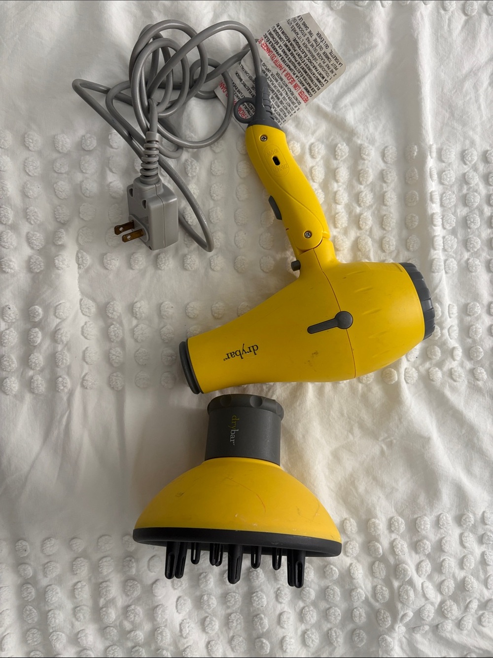 Drybar Yellow Compact Hair Dryer with Detachable Diffuser